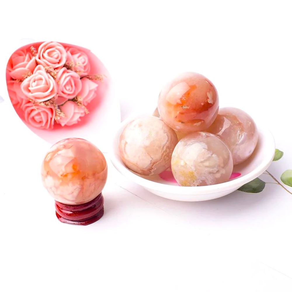 Natural Healing Stone Rose quartz Cherry Blossom Reiki Massage stones Gemstone